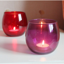 Haonai glass candle holder sprayed color fat glass candle cup for christmas christmas eve candle holder